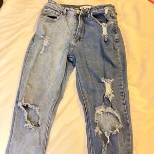 Almost Famous Two Tone Y2K Distressed Split Denim Jeans Size 5